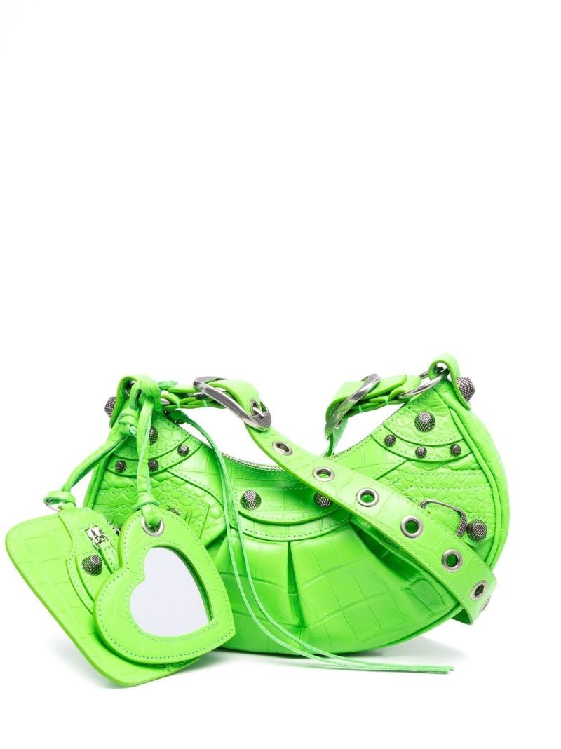 Green Le Cagole Mini Leather Shoulder Bag