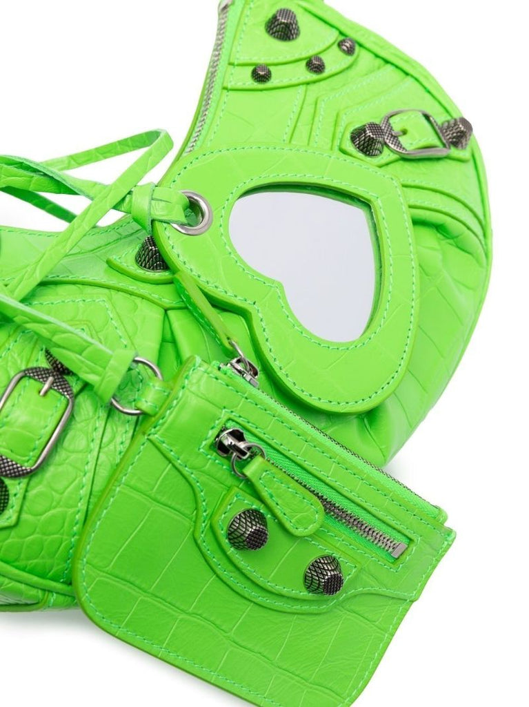 Green Le Cagole Mini Leather Shoulder Bag