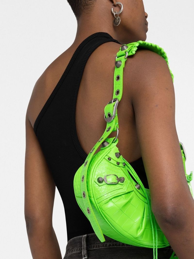 Green Le Cagole Mini Leather Shoulder Bag