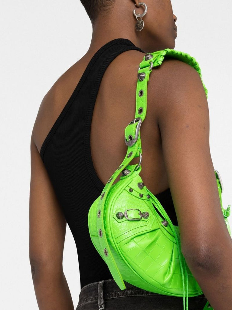 Green Le Cagole Mini Leather Shoulder Bag