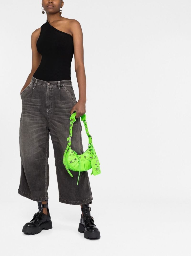 Green Le Cagole Mini Leather Shoulder Bag