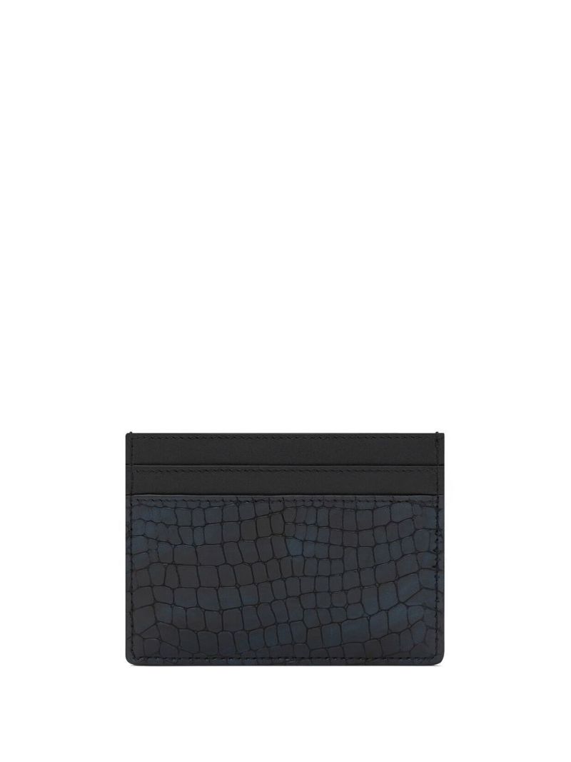Blue Cassandre Mock Croc Leather Card Holder