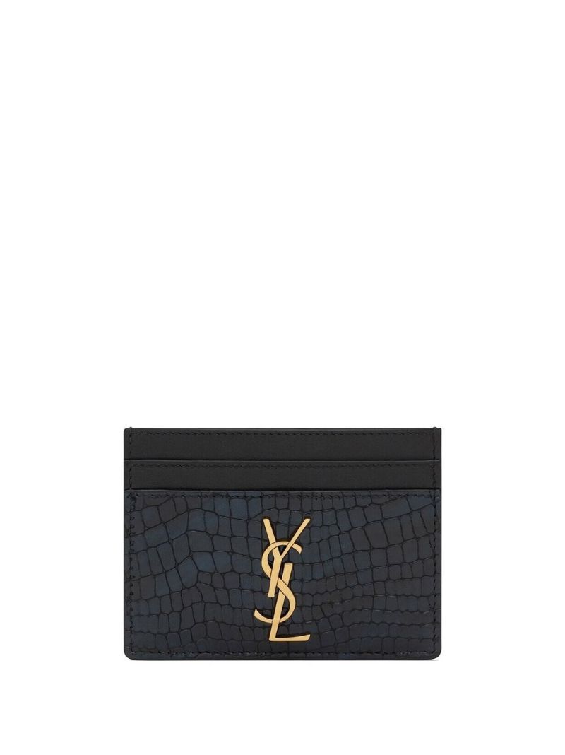 Blue Cassandre Mock Croc Leather Card Holder
