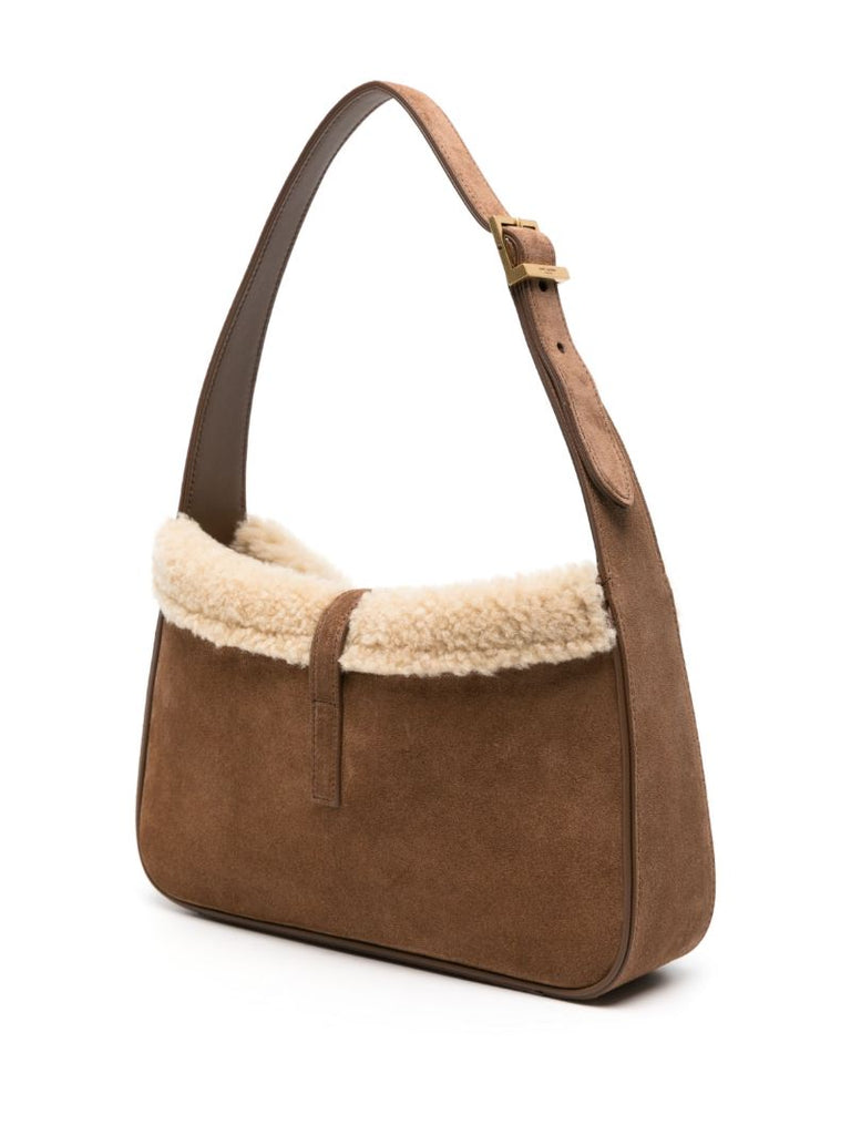 Brown Le 5 Ã_x0083_Â  7 Shearling Shoulder Bag