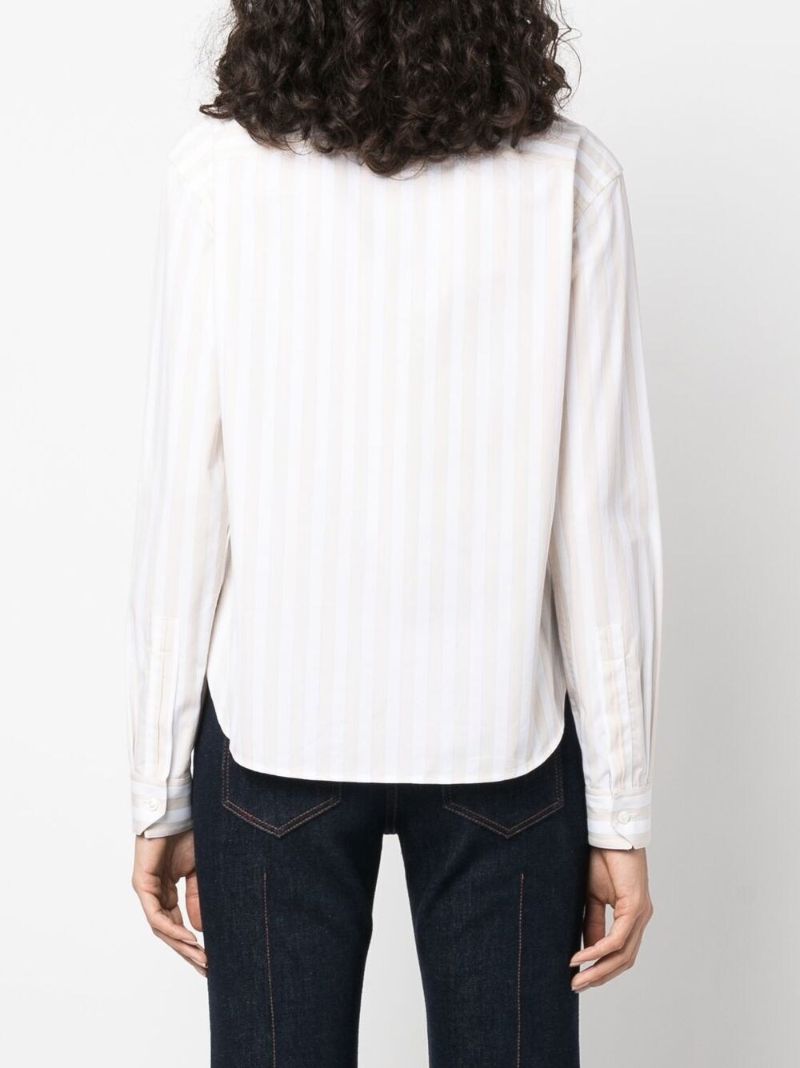 White Embroidered Logo Striped Shirt