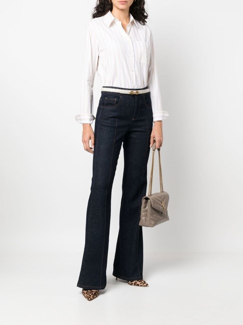 White Embroidered Logo Striped Shirt
