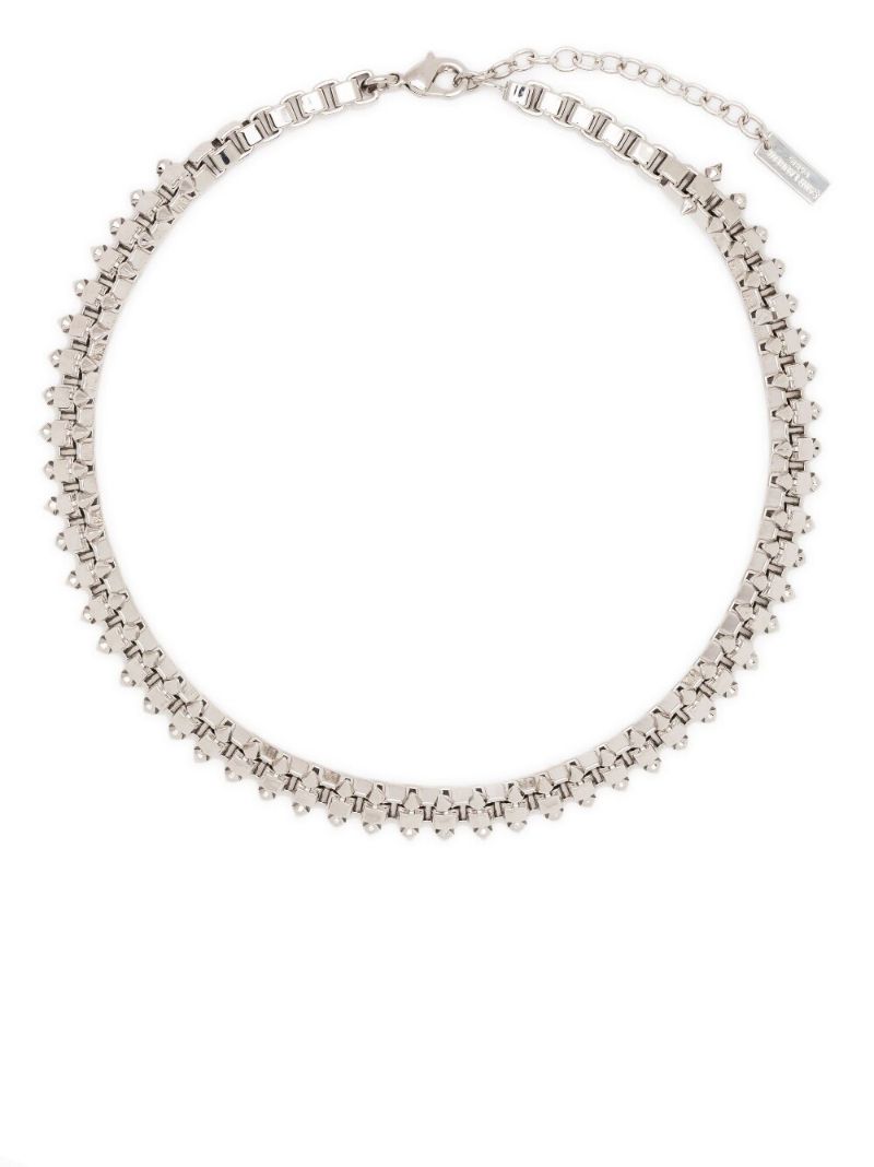 Silver-tone Square and Spike Choker Necklace