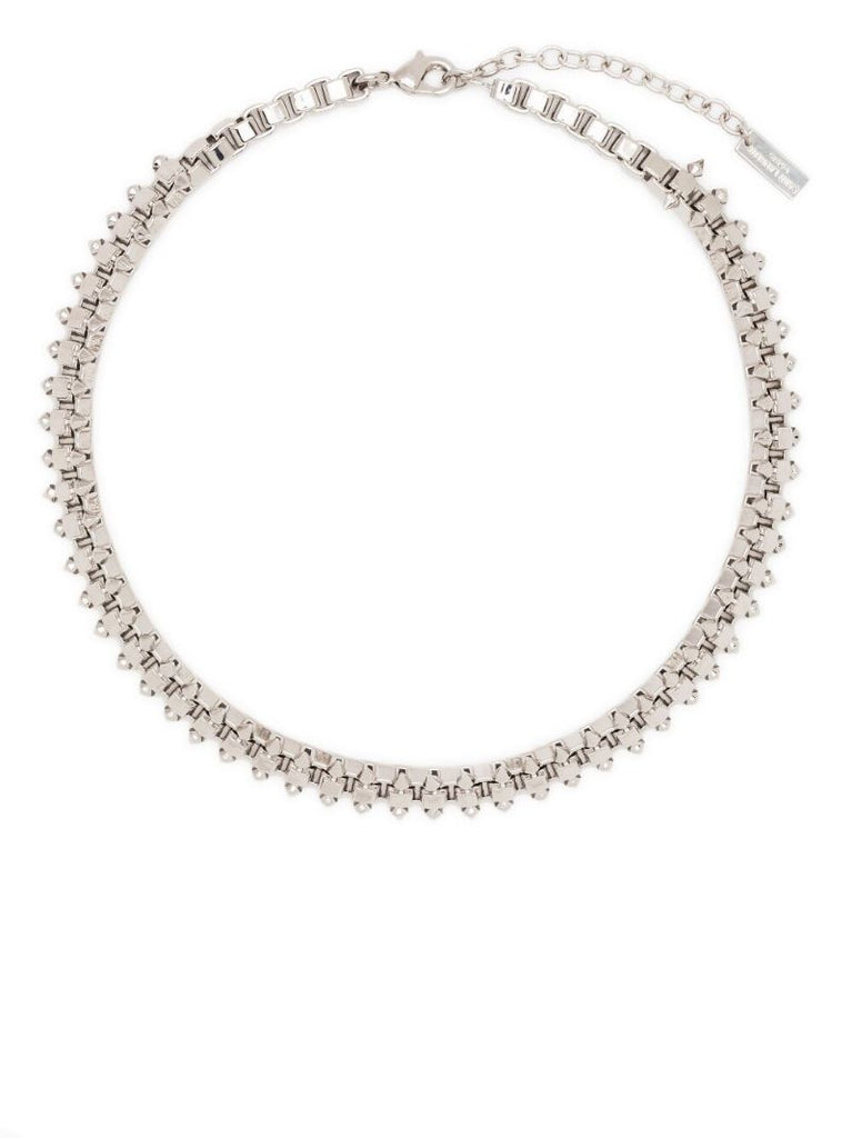 Silver-tone Square and Spike Choker Necklace