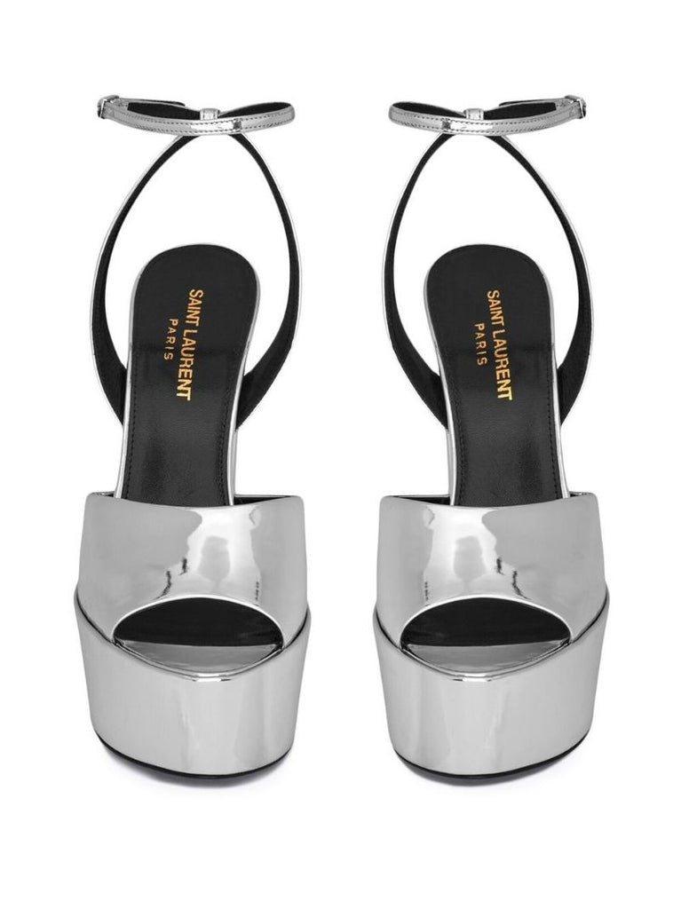 Silver Sexy 95 Platform Patent Leather Sandals