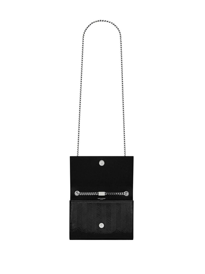 Slp Sml Kate Chevron Brushed Lthr Slvr H