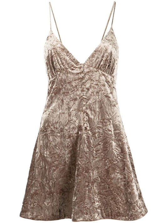 Brown Crushed Velvet Mini Dress