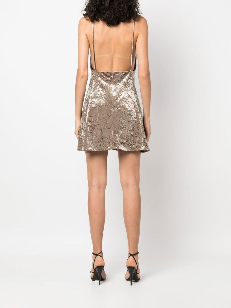 Brown Crushed Velvet Mini Dress