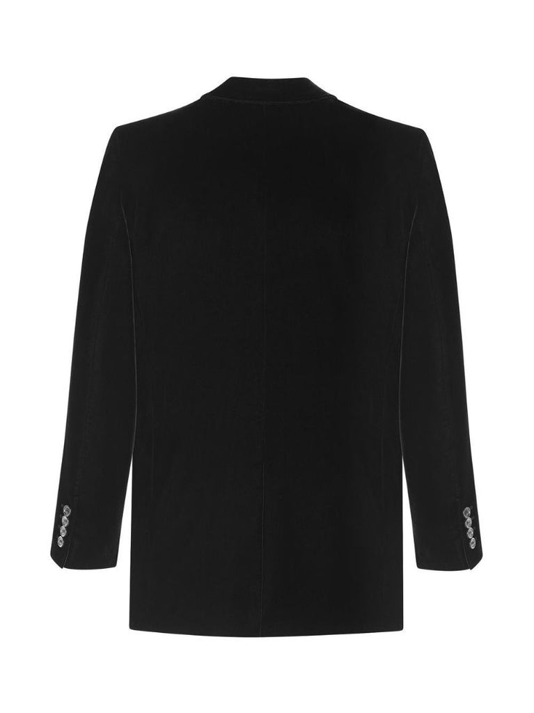 Black Single-breasted Velvet Blazer
