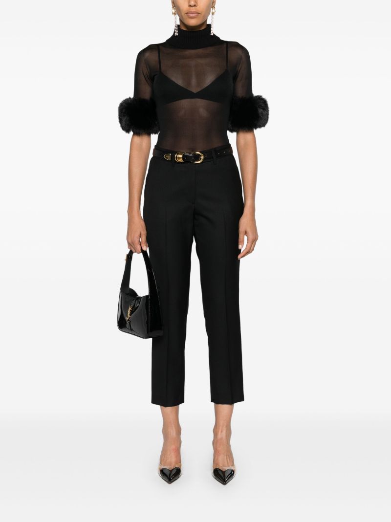 Black Faux Fur-trim Top
