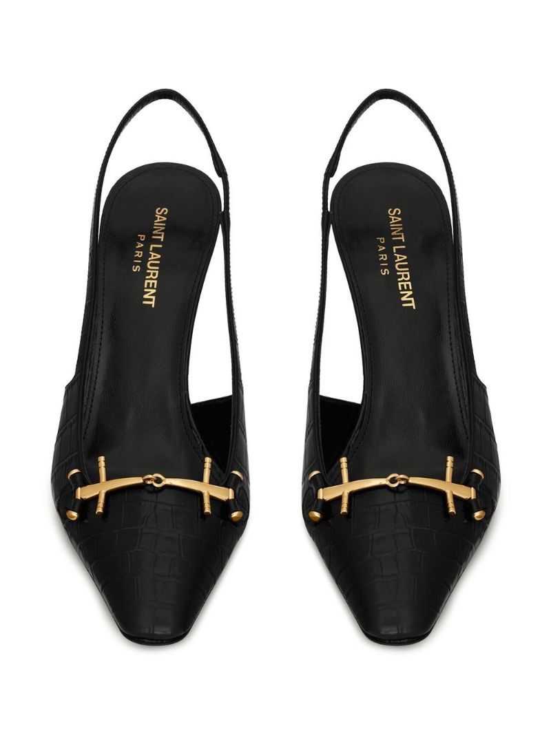Black Blade 90 Leather Slingback Pumps