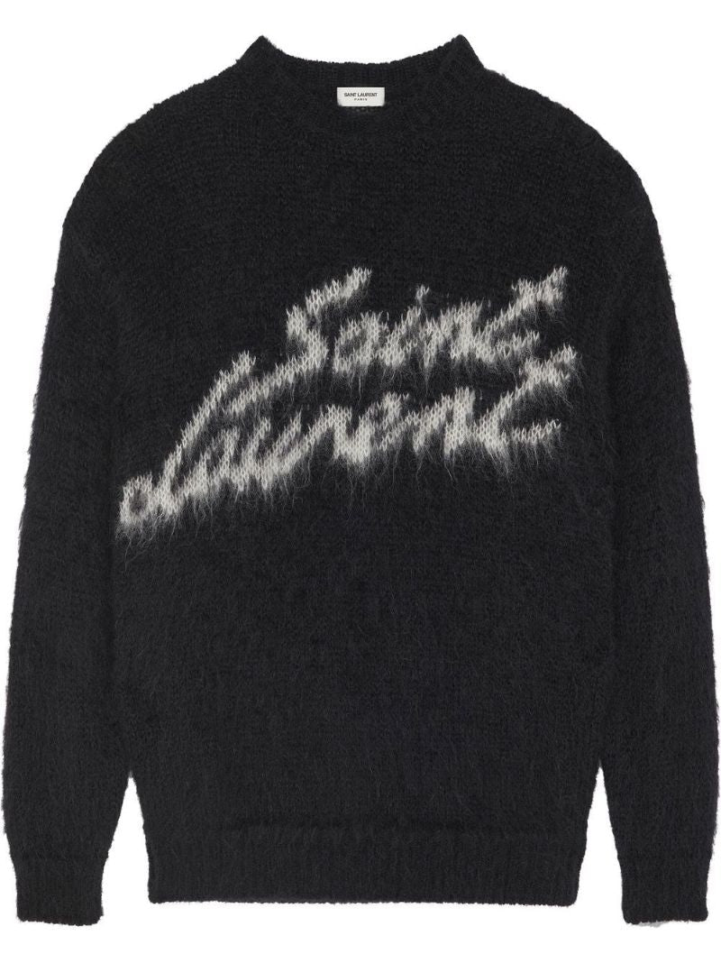 Black Logo Intarsia Wool Jumper