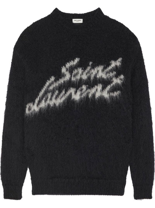 Black Logo Intarsia Wool Jumper