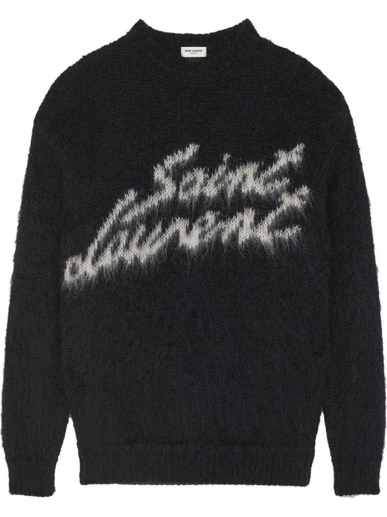 Black Logo Intarsia Wool Jumper