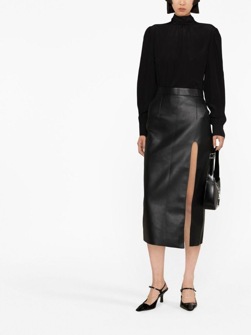 Black High Neck Silk Blouse