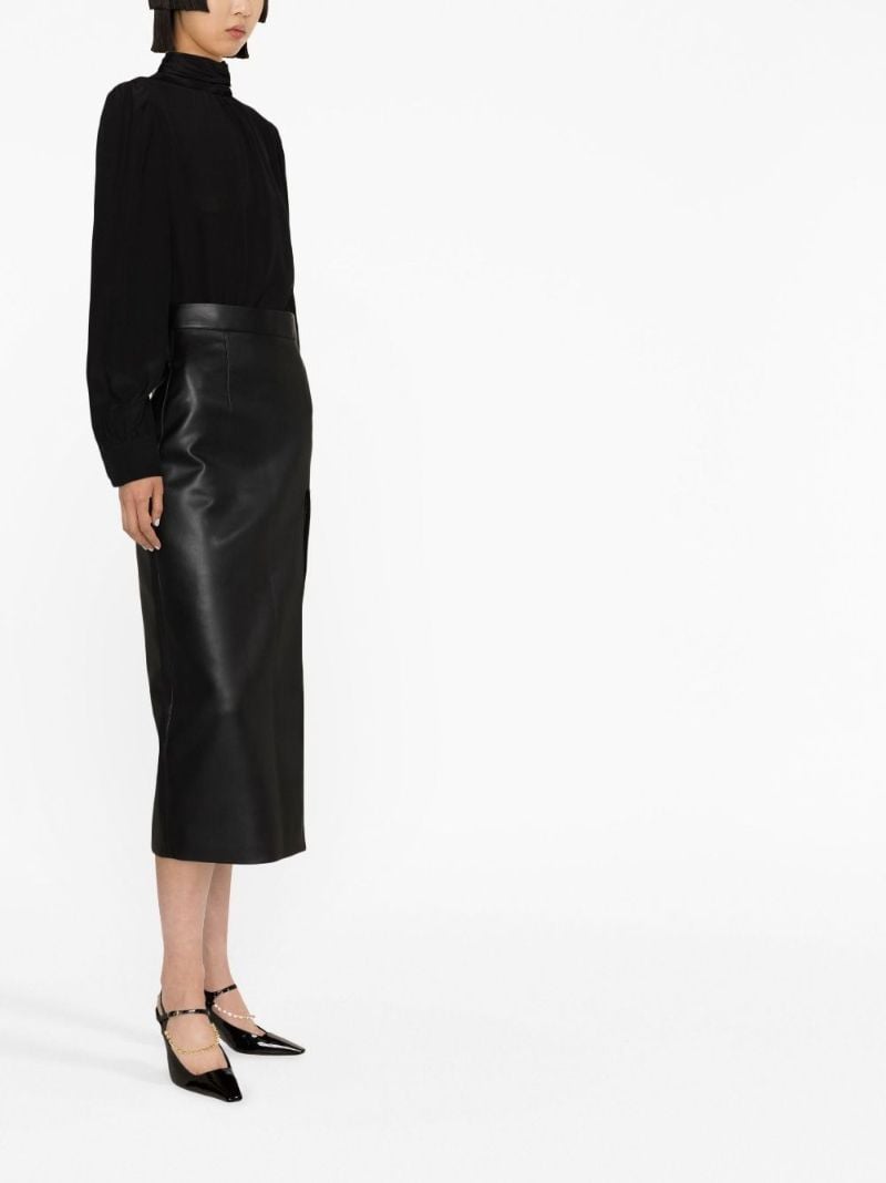 Black High Neck Silk Blouse