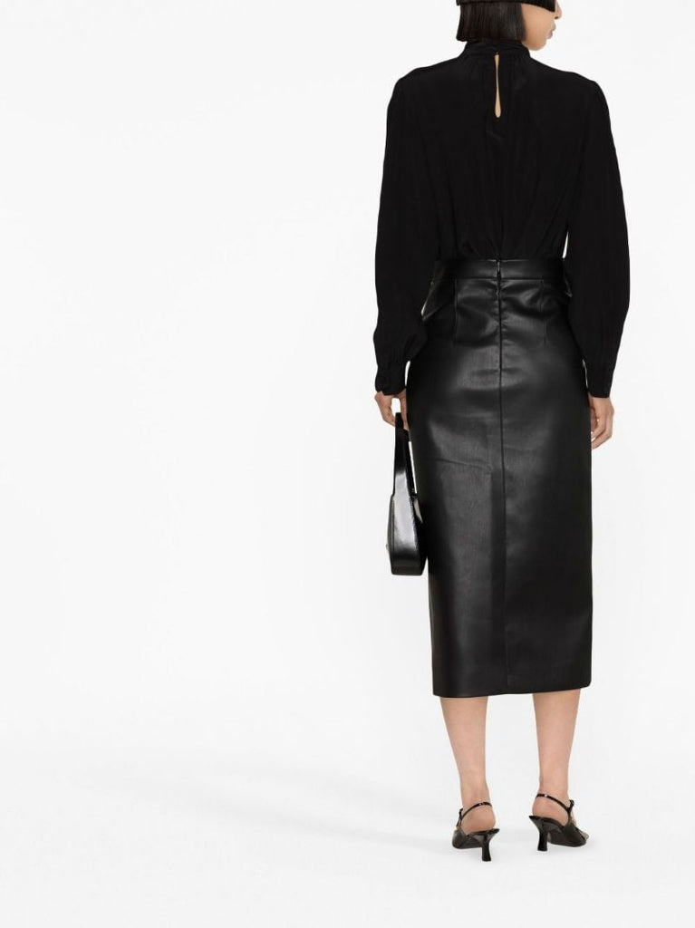 Black High Neck Silk Blouse