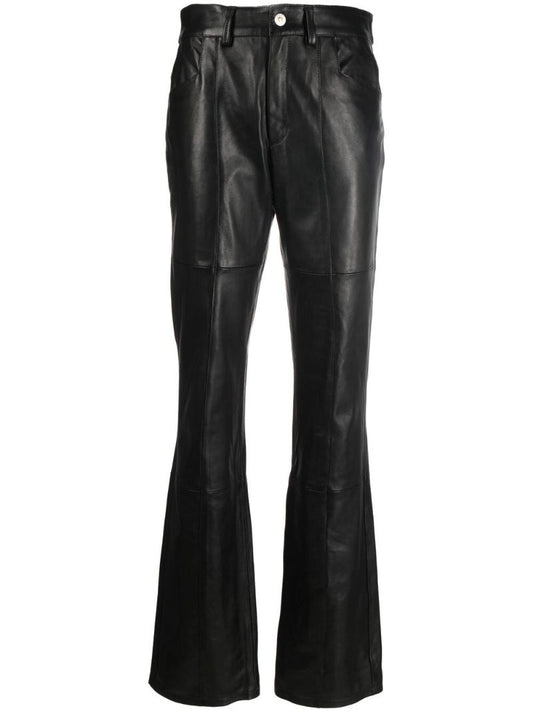 Black Flared Leather Trousers
