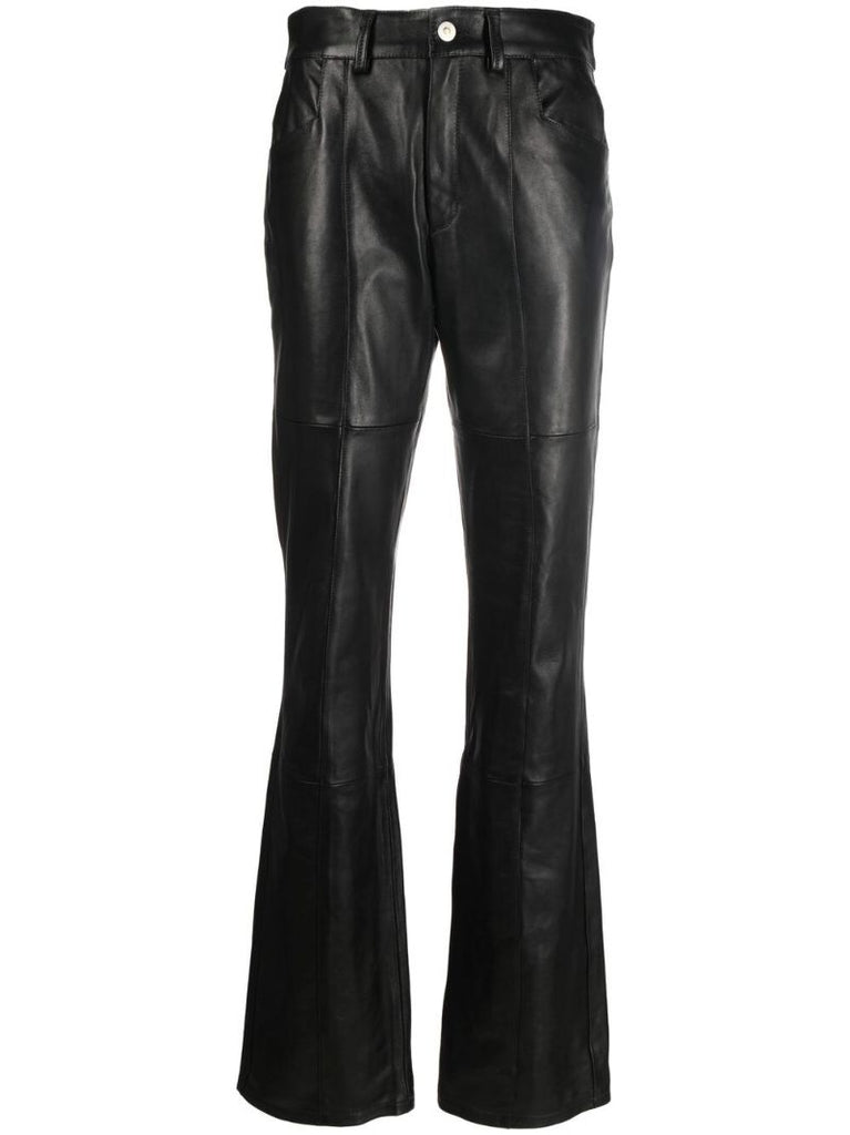 Black Flared Leather Trousers