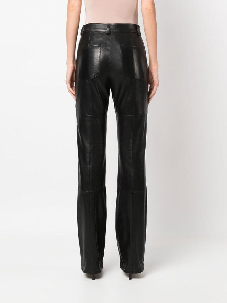 Black Flared Leather Trousers