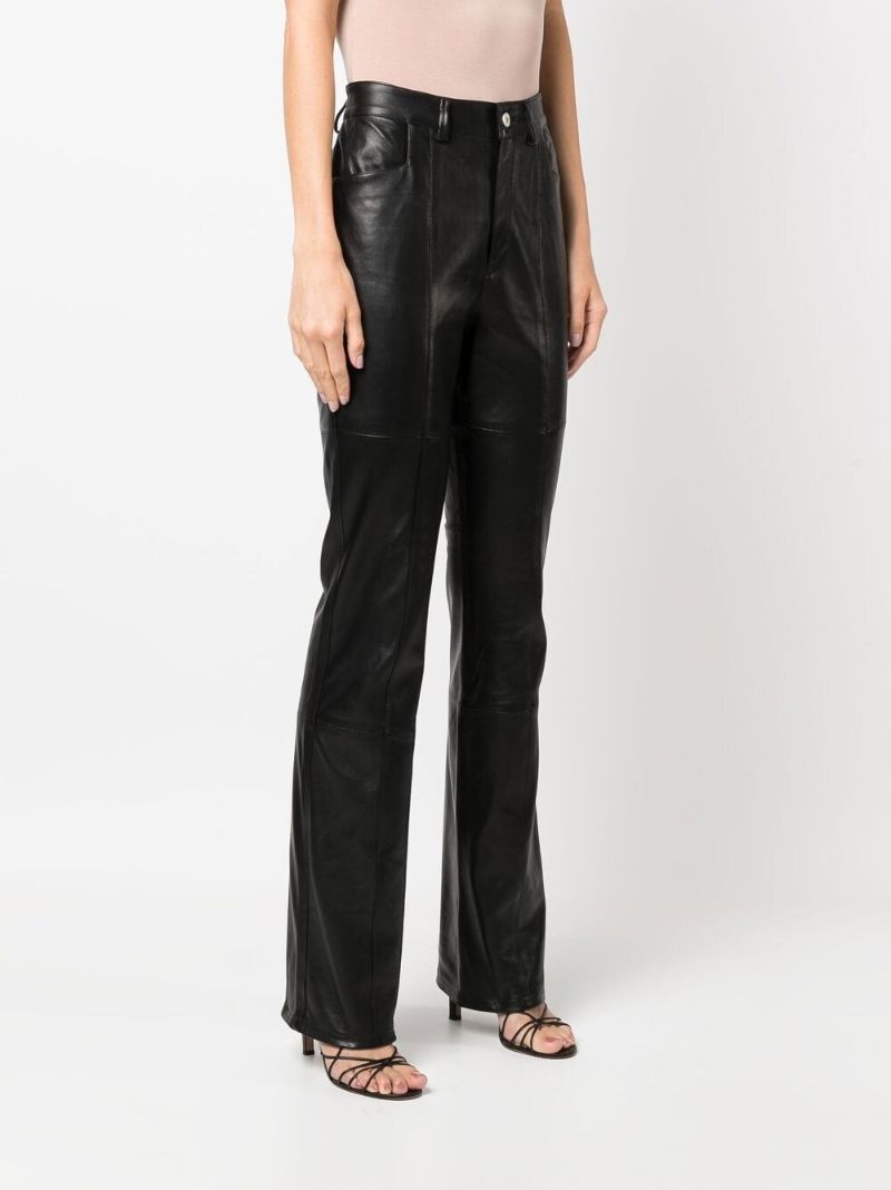 Black Flared Leather Trousers