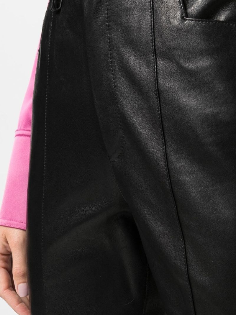 Black Flared Leather Trousers