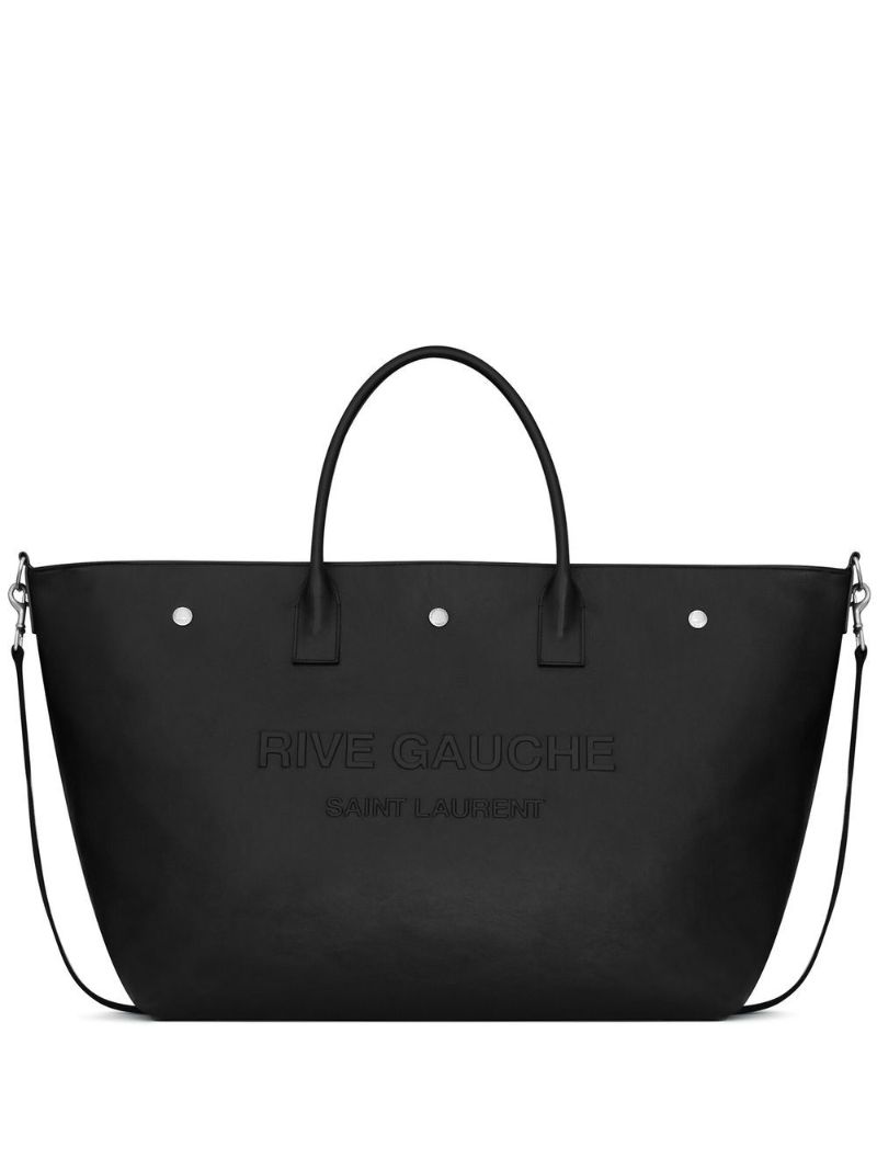 Black Cabas Maxi Leather Tote Bag