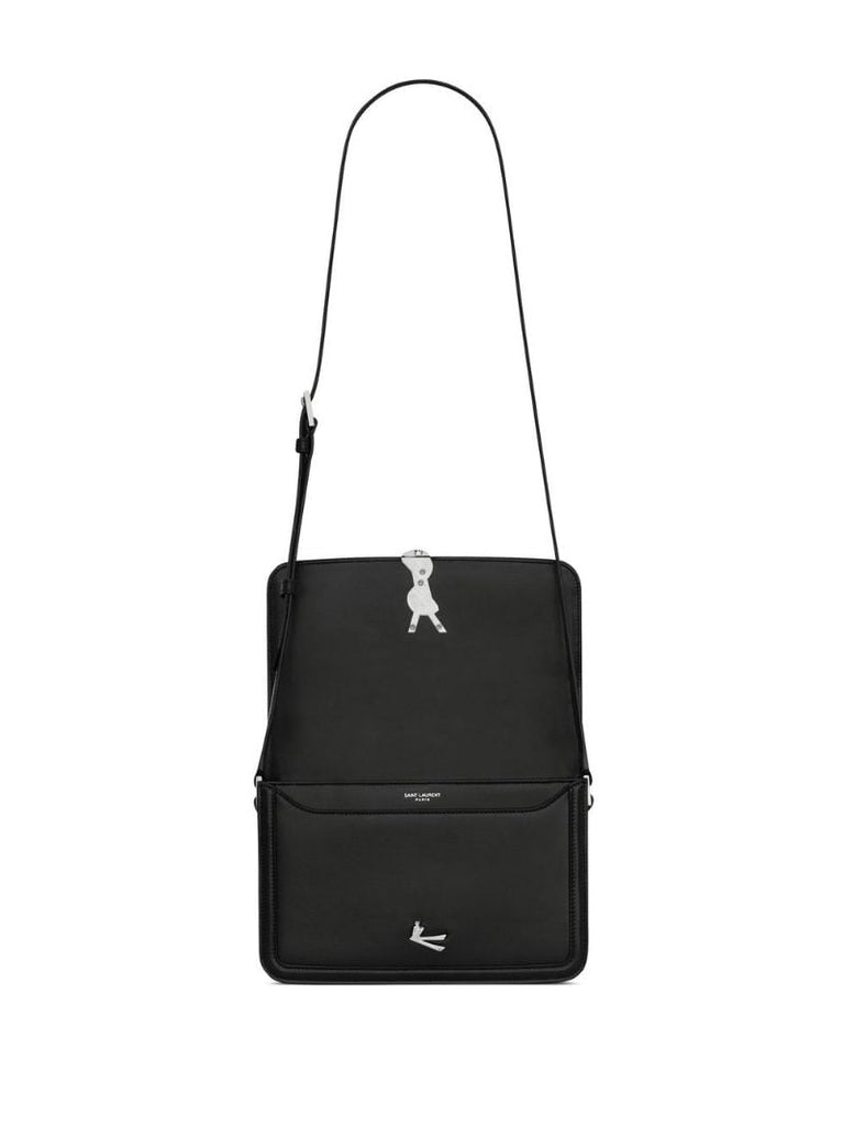 Black Solferino Leather Satchel Bag