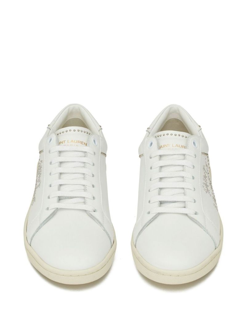 White Sl/08 Studded Leather Sneakers