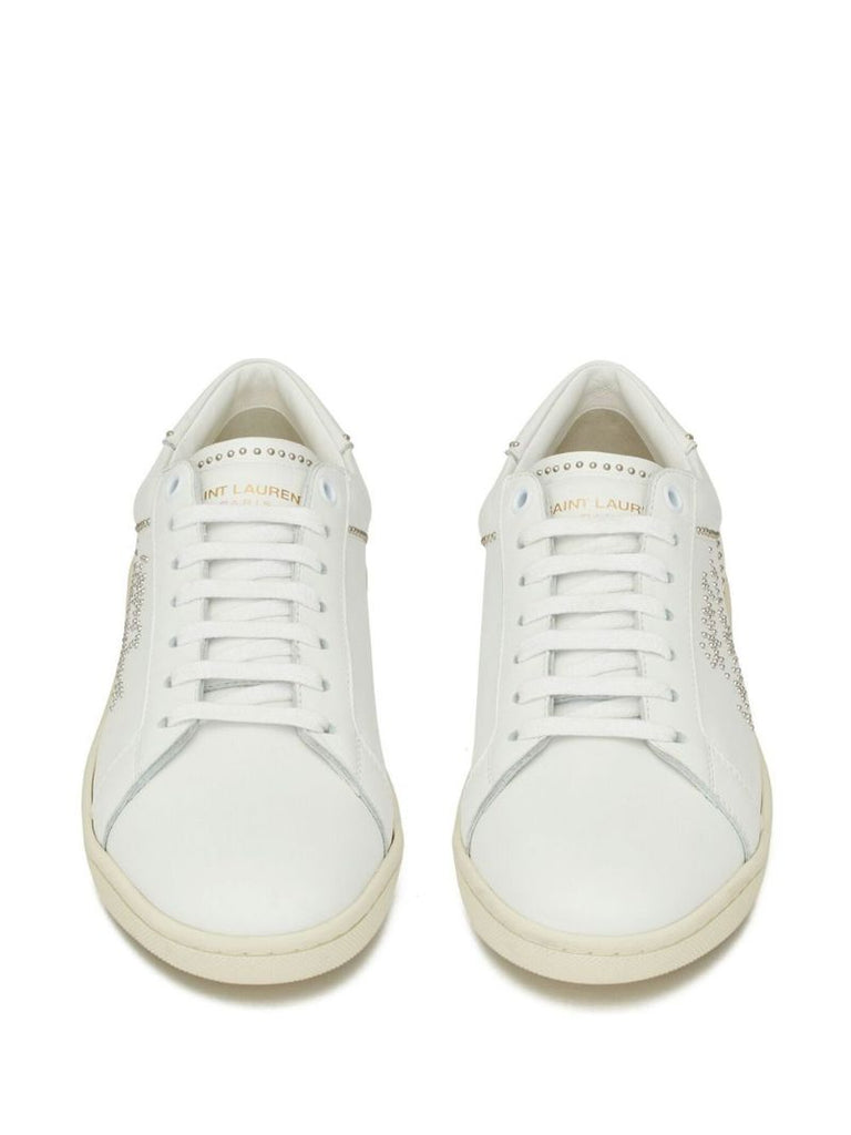 White Sl/08 Studded Leather Sneakers