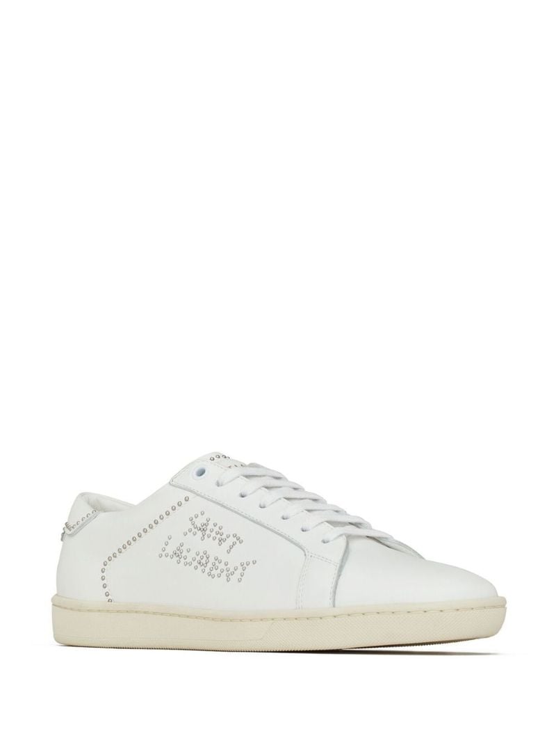 White Sl/08 Studded Leather Sneakers