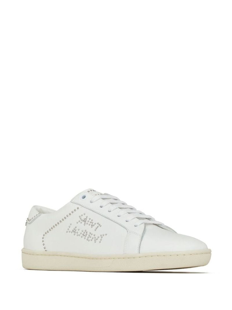 White Sl/08 Studded Leather Sneakers