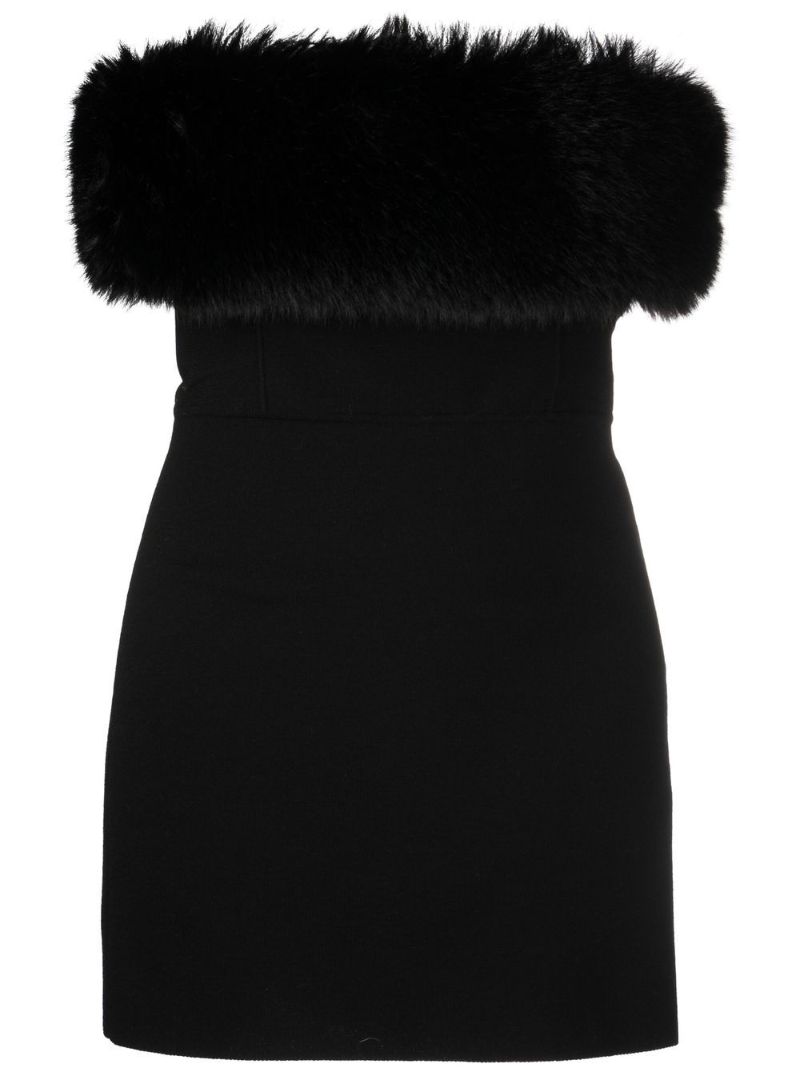 Black Faux-fur Bandeau Dress