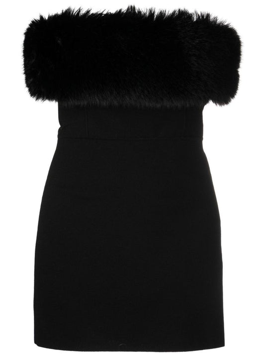 Black Faux-fur Bandeau Dress