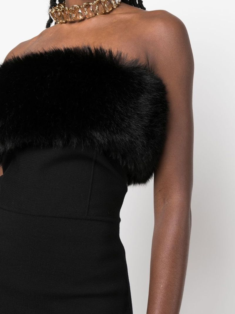 Black Faux-fur Bandeau Dress