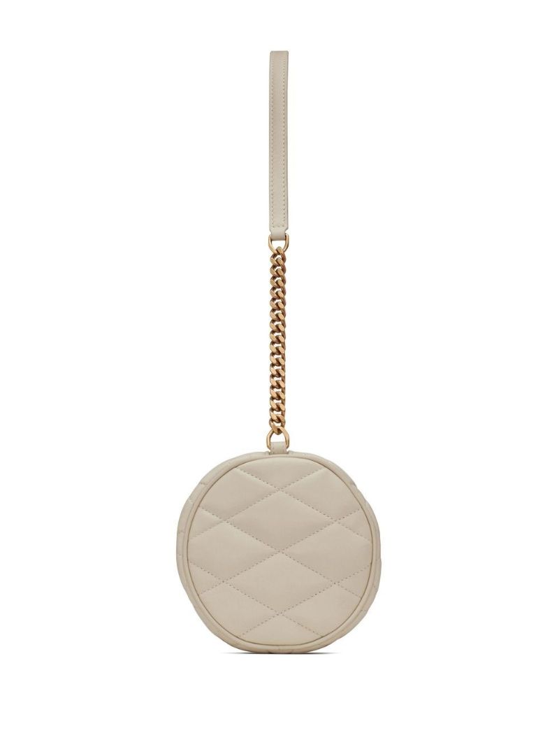 Neutral Sade Mini Quilted Leather Tube Bag
