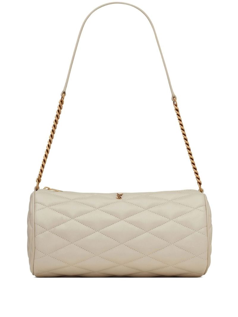 Neutral Sade Mini Quilted Leather Tube Bag