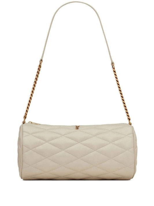 Neutral Sade Mini Quilted Leather Tube Bag