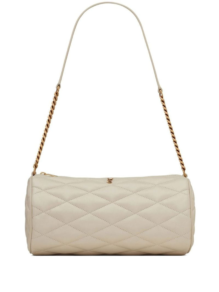 Neutral Sade Mini Quilted Leather Tube Bag