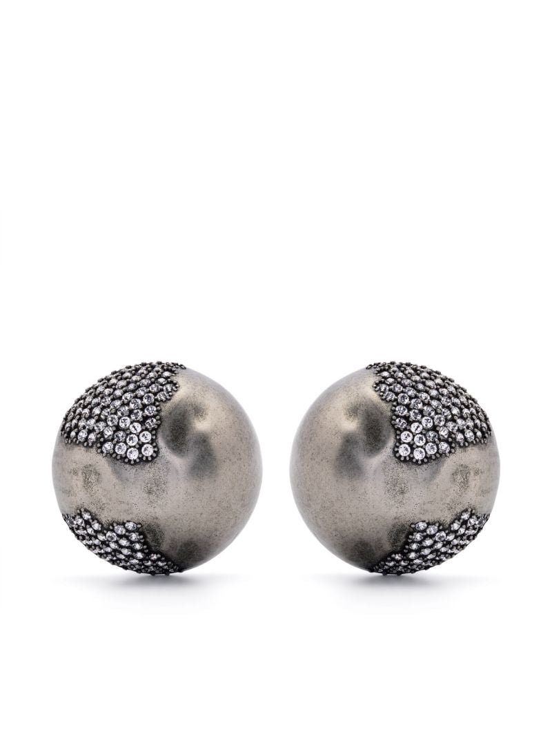 Silver-tone Crystal Embellished Stud Earrings