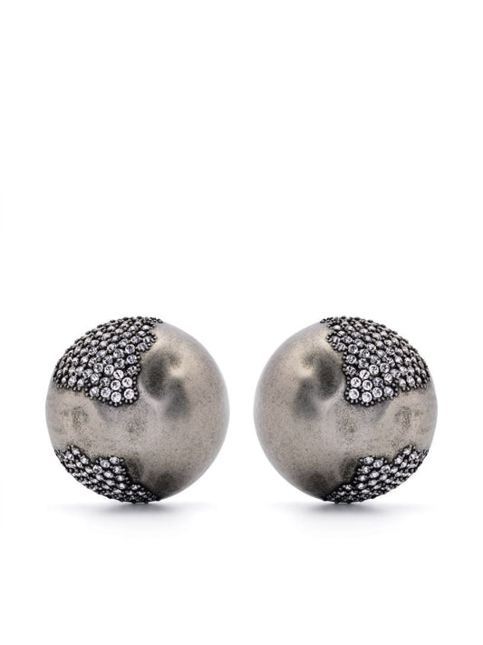 Silver-tone Crystal Embellished Stud Earrings