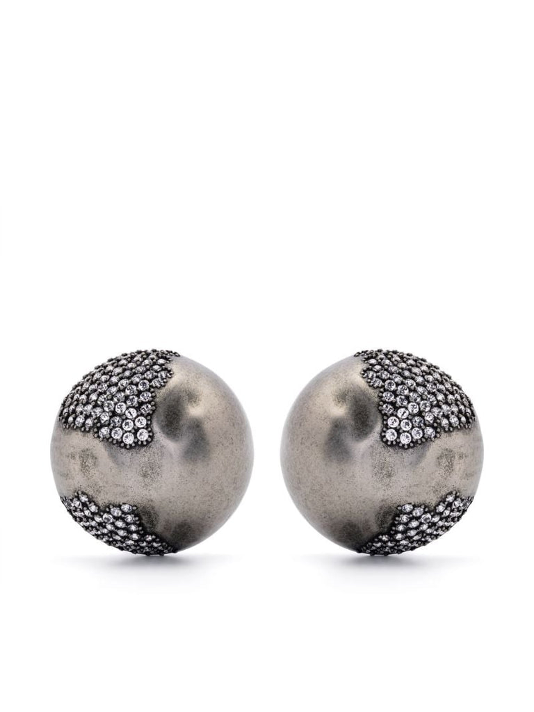 Silver-tone Crystal Embellished Stud Earrings