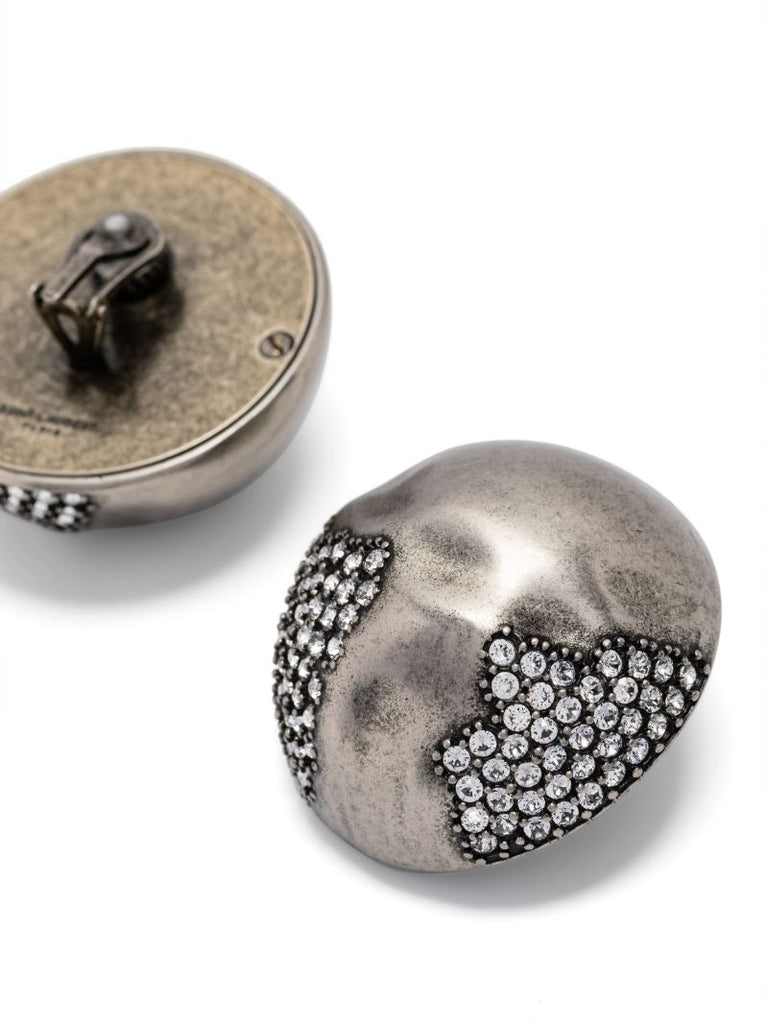 Silver-tone Crystal Embellished Stud Earrings