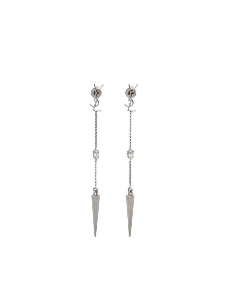 Silver-tone Opyum Rhinestone Spike Earrings