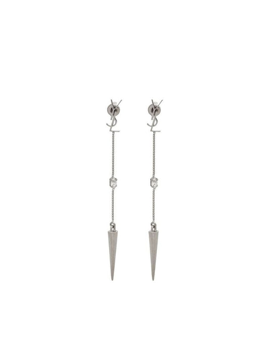 Silver-tone Opyum Rhinestone Spike Earrings