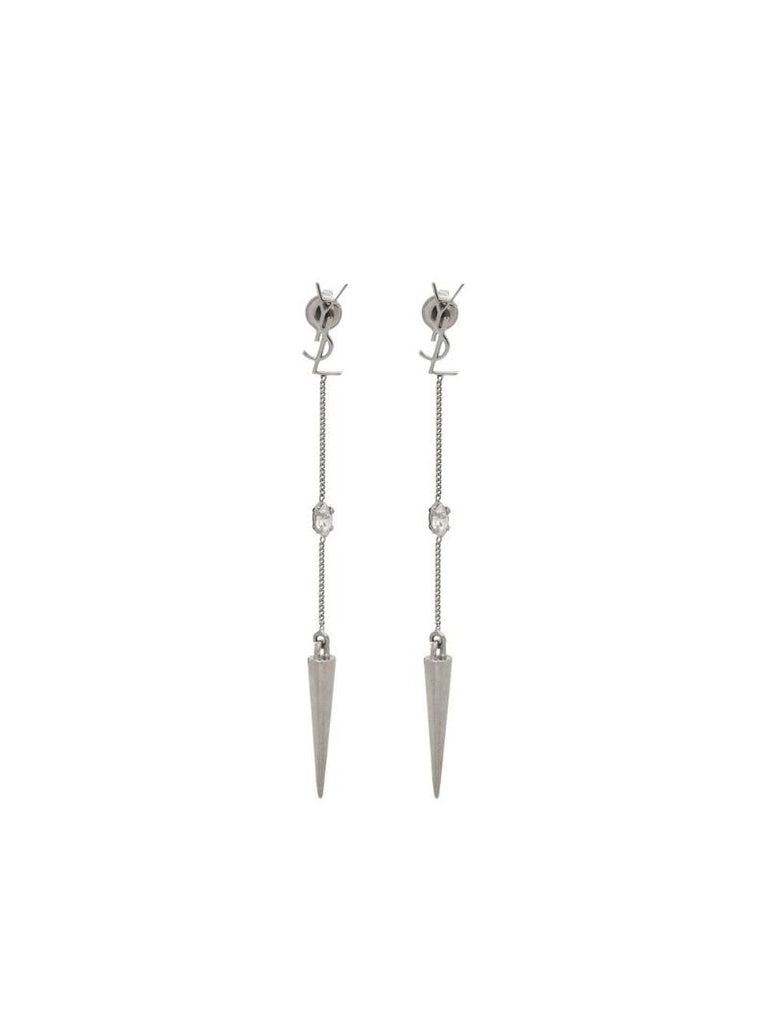 Silver-tone Opyum Rhinestone Spike Earrings